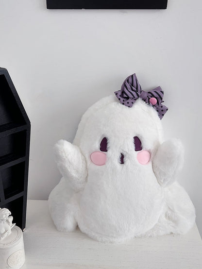 White Ghost Shaped Plush Backpack Large Size