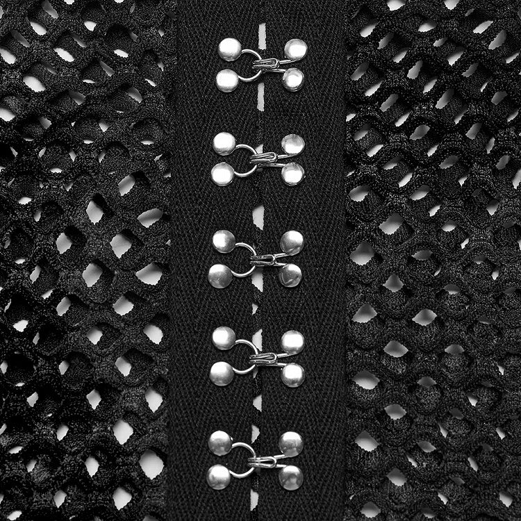 Black Punk Tie-dyed Mesh Long Sleeve T-shirt