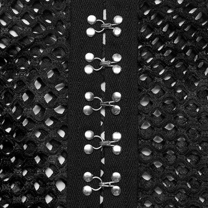 Black Punk Tie-dyed Mesh Long Sleeve T-shirt