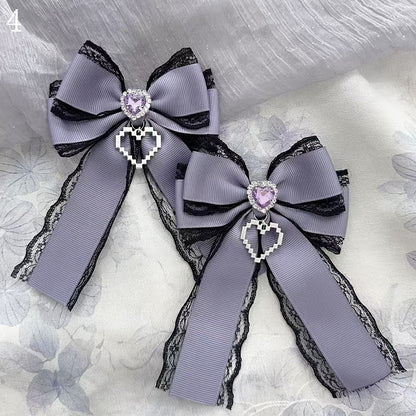 15 Options Heart Decorated Bowknot Hairclips