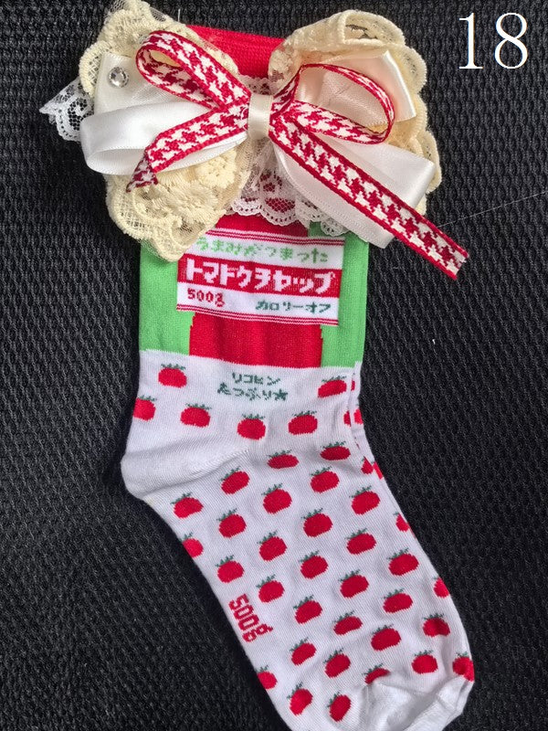 19 Options Colorful Lolita Calf Socks With Bowknot Details And Lace Cuffs