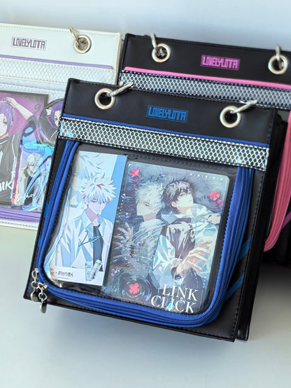 Black & Dark Blue Sweetheart Charm Zipper Ita Shoulder Bag