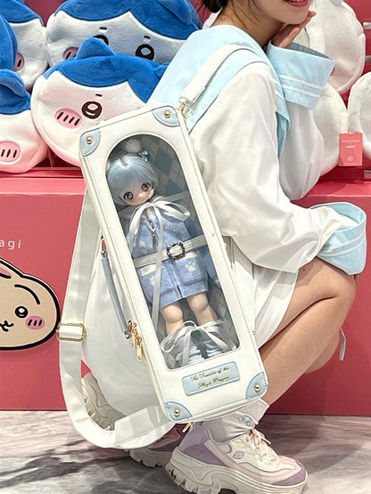 White & Blue 1/4 Scale BJD Doll Bag with Two Straps
