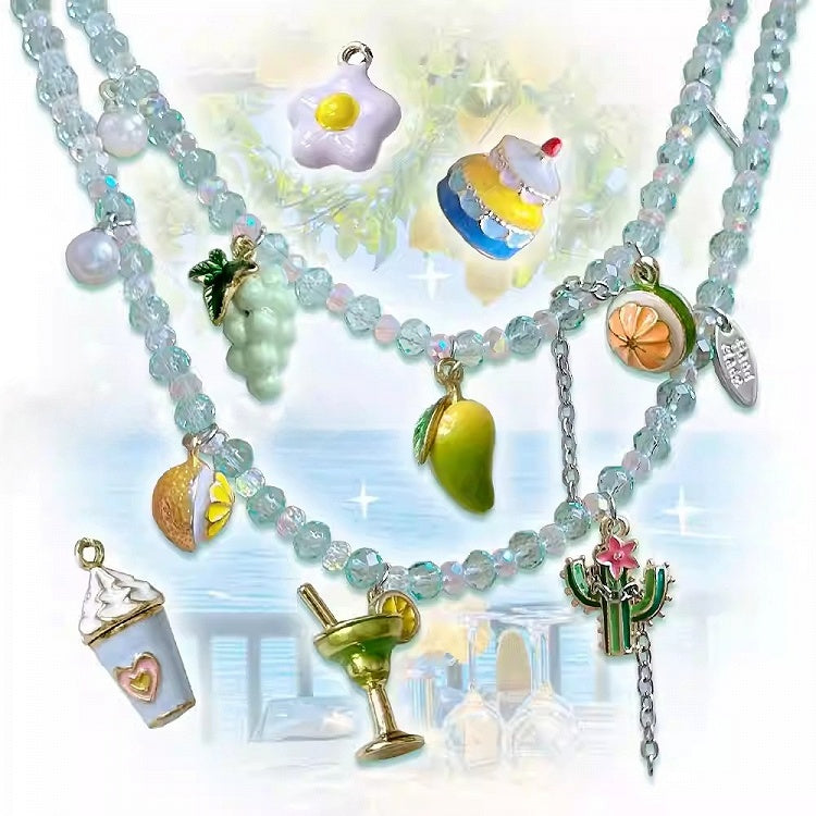 4 Options Bittersweet Fruit/Cookie Pendant Beaded Necklace