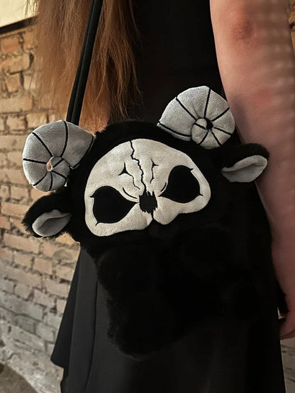 Black and White Grim Reaper Y2K Gothic Plush Doll Bag