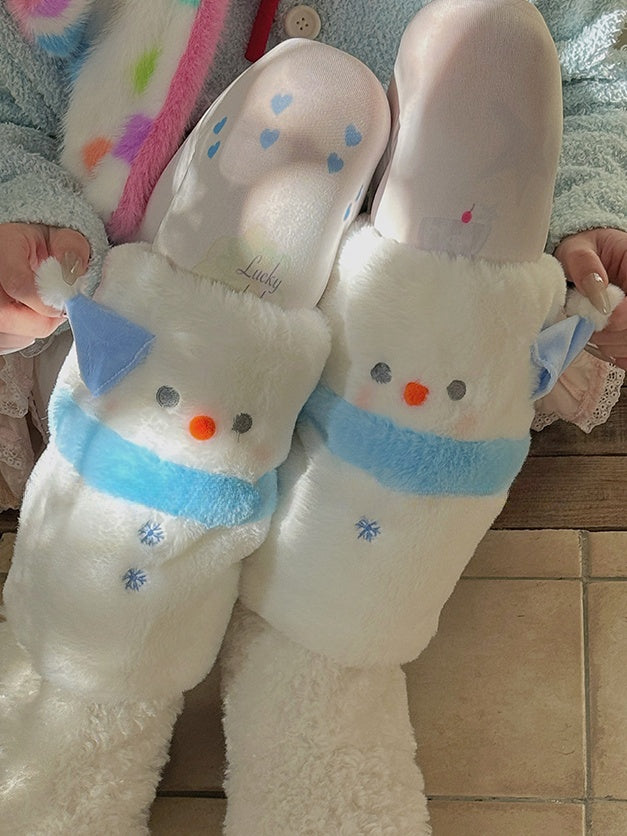 White Cute Snowman Plush Leg Warmers
