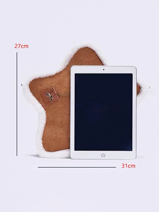 Vintage Brown Small-Sized Star-Shaped 2-Way Backpack With Labels And Metal Pins In A Plush Feel