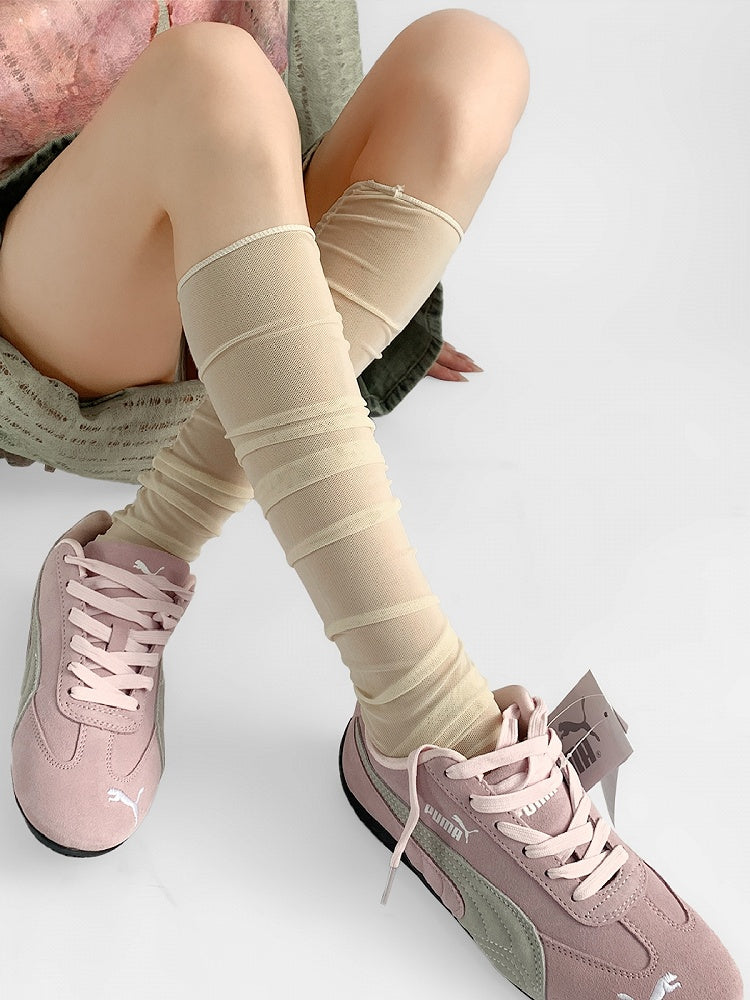 Beige/Pink/White/Nude Loose Under-Knee Stockings
