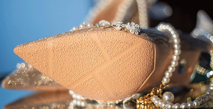 Gold Beaded Chain Bow Accents 5CM/7CM/9CM Glittering Hime Lolita Heels