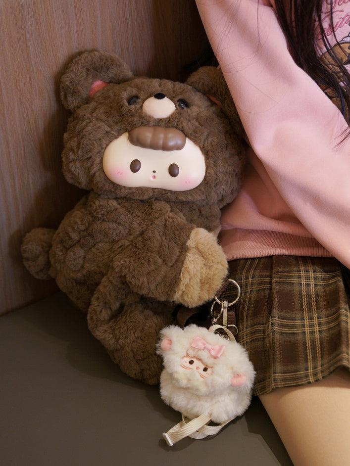 Brown Plush Bear Backpack/Crossbody Bag