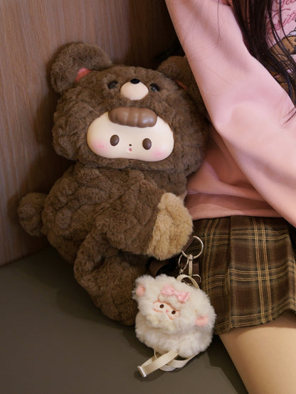 Brown Plush Bear Backpack/Crossbody Bag