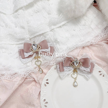 11 Colors Jirai Kei Crown Rhinestone Bow Hair Clip