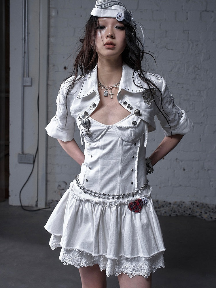 Punk Rock Distressed Design Graphic/Metal Badge Set