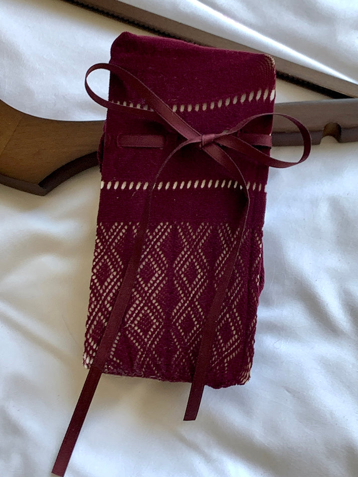 6 Color Options Self-tie Strap Diamond Pattern Over-knee Stockings