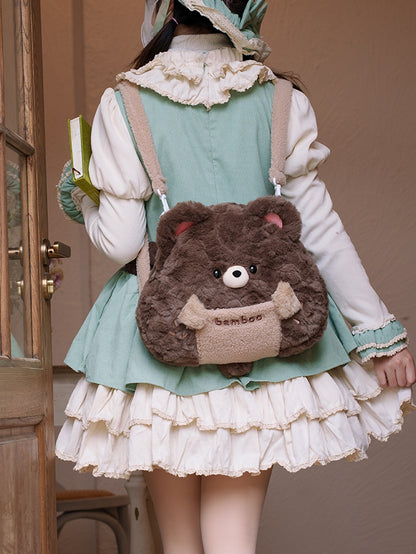 Brown Plush Cute Bear Backpack