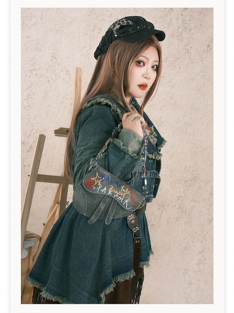 Plus Size Wasteland Punk Y2K Brown PU Belt with Studded Details