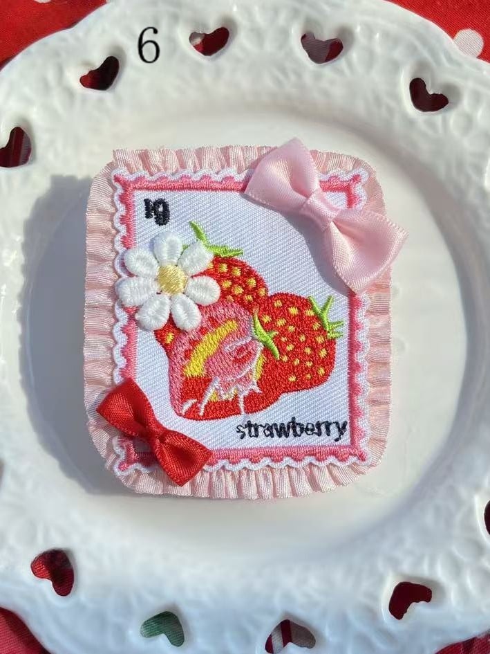11 Options Bowknot Decorated Cherry/Strawberry/Cake Brooch/Hairclip