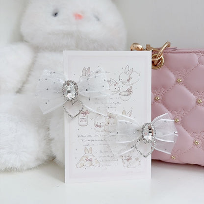 5-Colors Jirai Kei Lolita Twin Tails Bow Hairclips with Rhinestone Decor