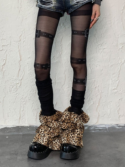 Leopard Pattern Under-knee Punk Leg Warmers