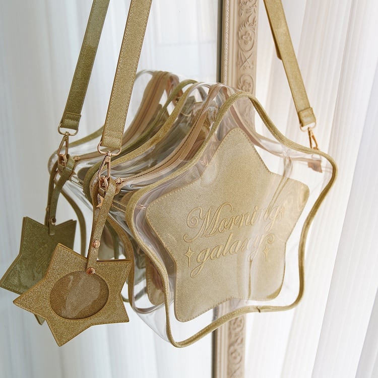 Gold PU Star-shaped Ita Bag Set with Detachable Badge Charm