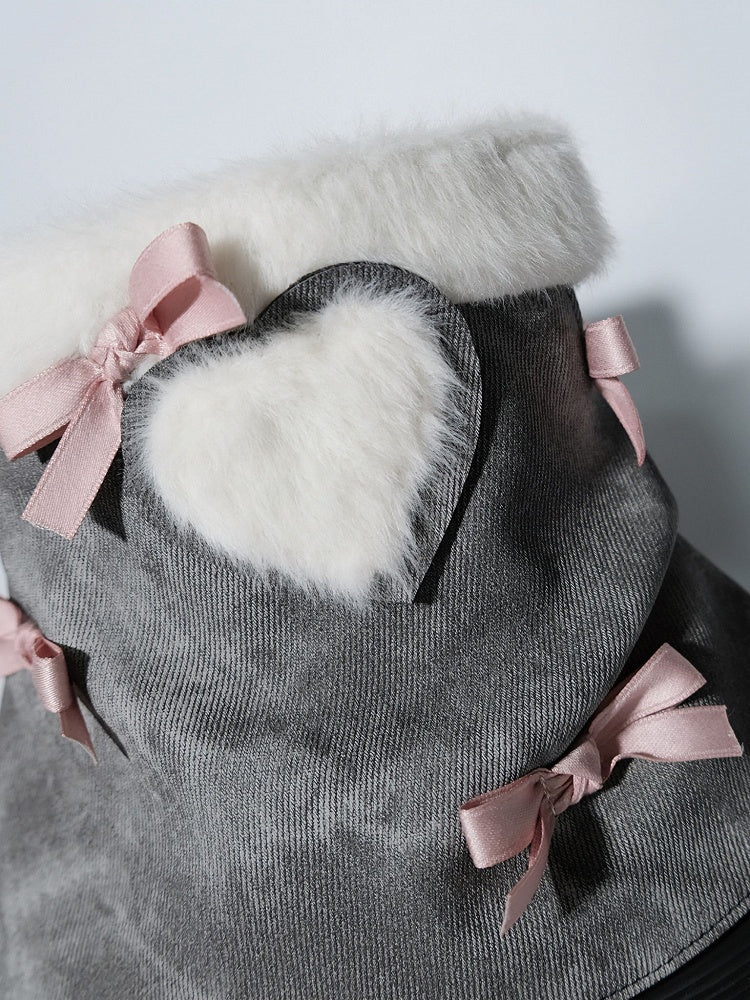 Bow Accents Gray Sweet Winter Boots