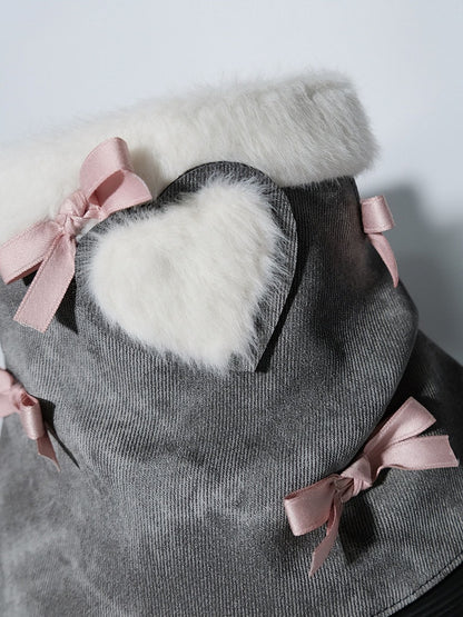 Bow Accents Gray Sweet Winter Boots