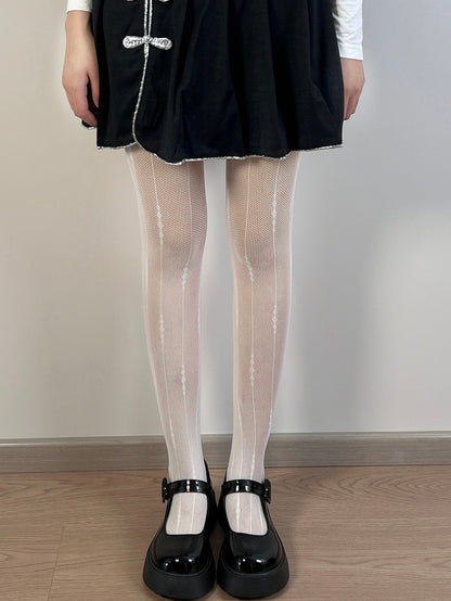 Black/White/Brown Striped Pattern Tights