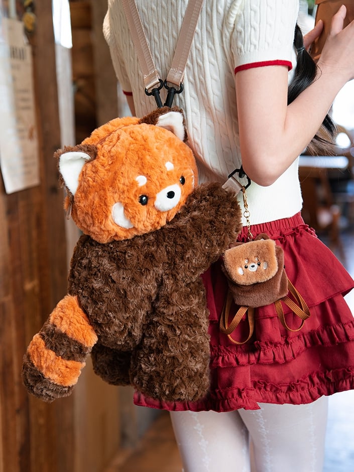 Cute Red Panda Brown 40cm Plush Backpack/Crossbody Bag