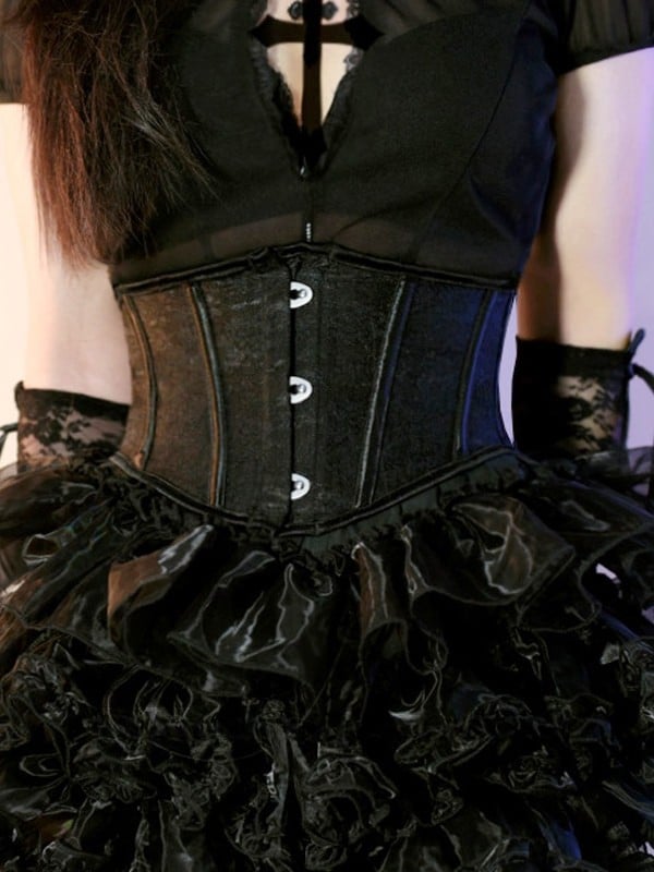 Black/White Steampunk Lace Waist Corset Belt