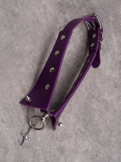 Purple Gothic Cross Pendant Studs Details Choker