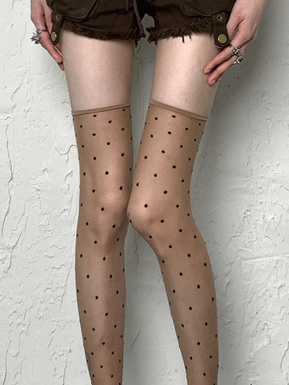 7 Options Y2K Polka-dot Pattern Overknee Stockings