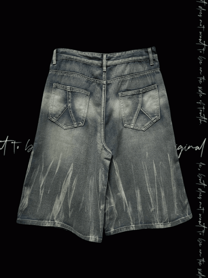 Y2K Blue Cross Appliques Distressed Holes Wide-Leg Jeans