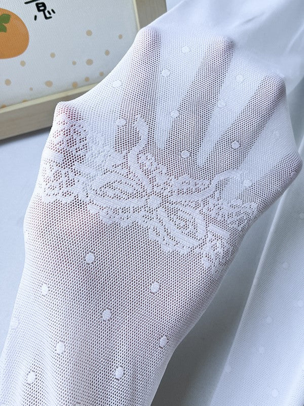 5 Options Black/White Lolita Bowknot Polka-dot Pattern Semi-sheer Tights