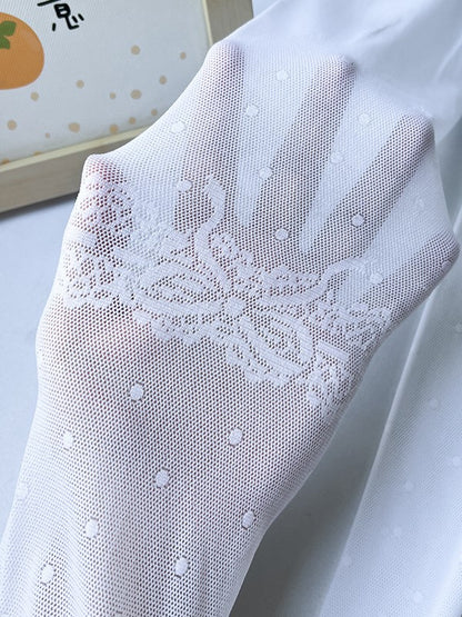 5 Options Black/White Lolita Bowknot Polka-dot Pattern Semi-sheer Tights