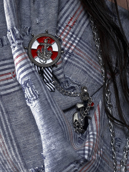 Punk Rock Distressed Design Graphic/Metal Badge Set