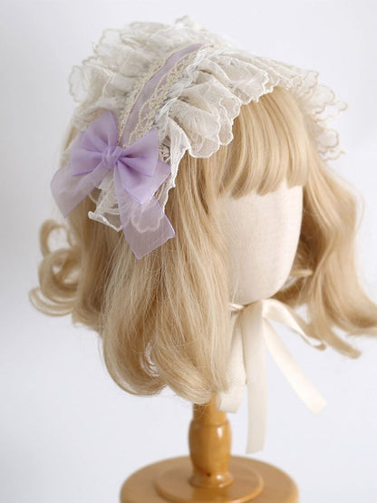 9 Color Options Sweet Lolita Bowknot Details Ruffled Hairband