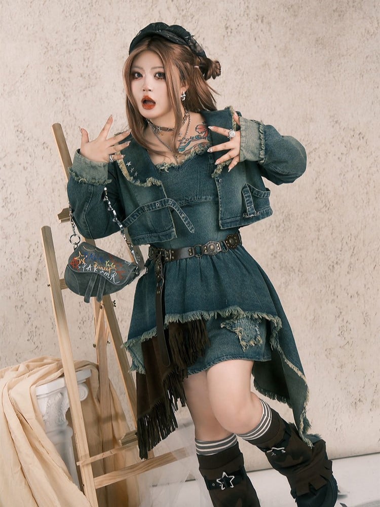 Plus Size Wasteland Punk Y2K Brown PU Belt with Studded Details