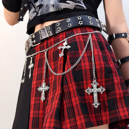 Black Y2K Star Details Waist Belt