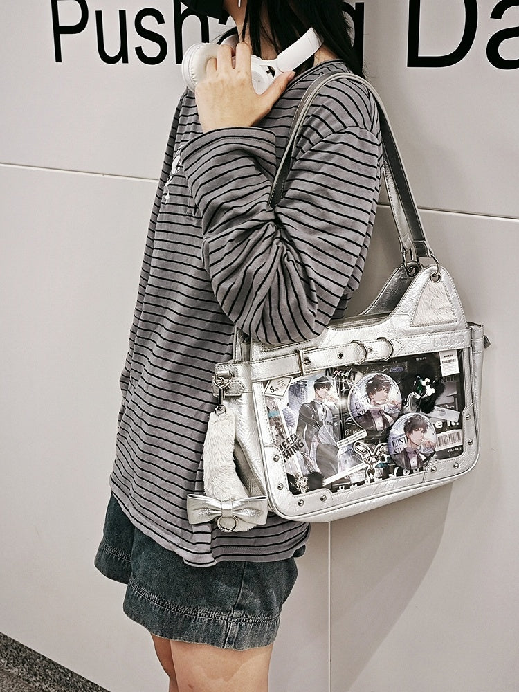 Silver Kitty Design Ita Shoulder Bag with Free Flush Charm