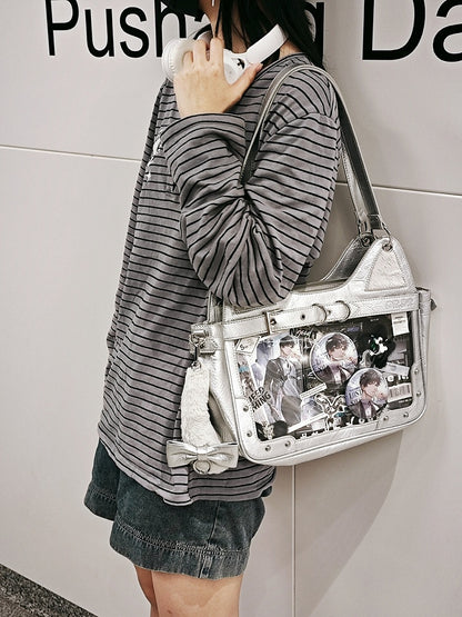 Silver Kitty Design Ita Shoulder Bag with Free Flush Charm