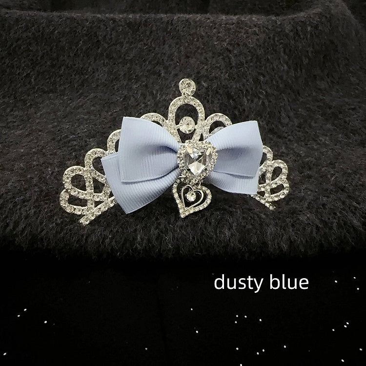 5-Color Japanese Cute Princess Crown Hair Comb | Full Rhinestone Bridal Birthday Hair Accessory