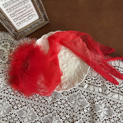 9 Color Options Shaggy Cuffs Tulle Gloves