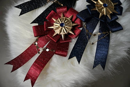 Black / Red / Dark Blue Badge Brooch