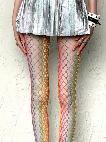 Colorful Y2K Regular Version Fishnet Tights