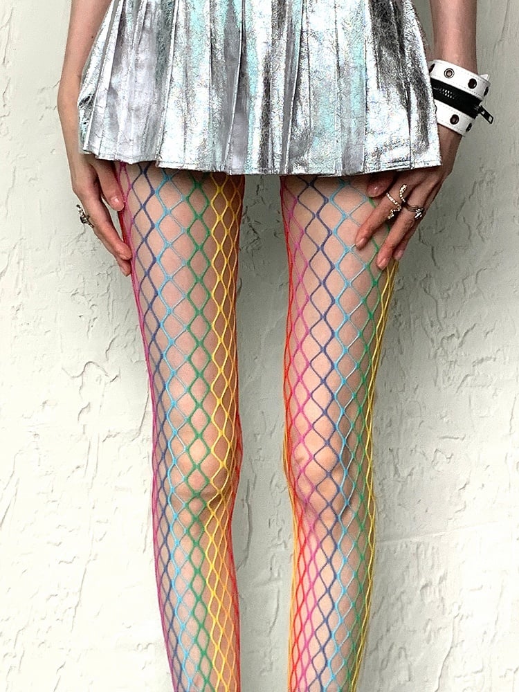 Colorful Y2K Regular Version Fishnet Tights