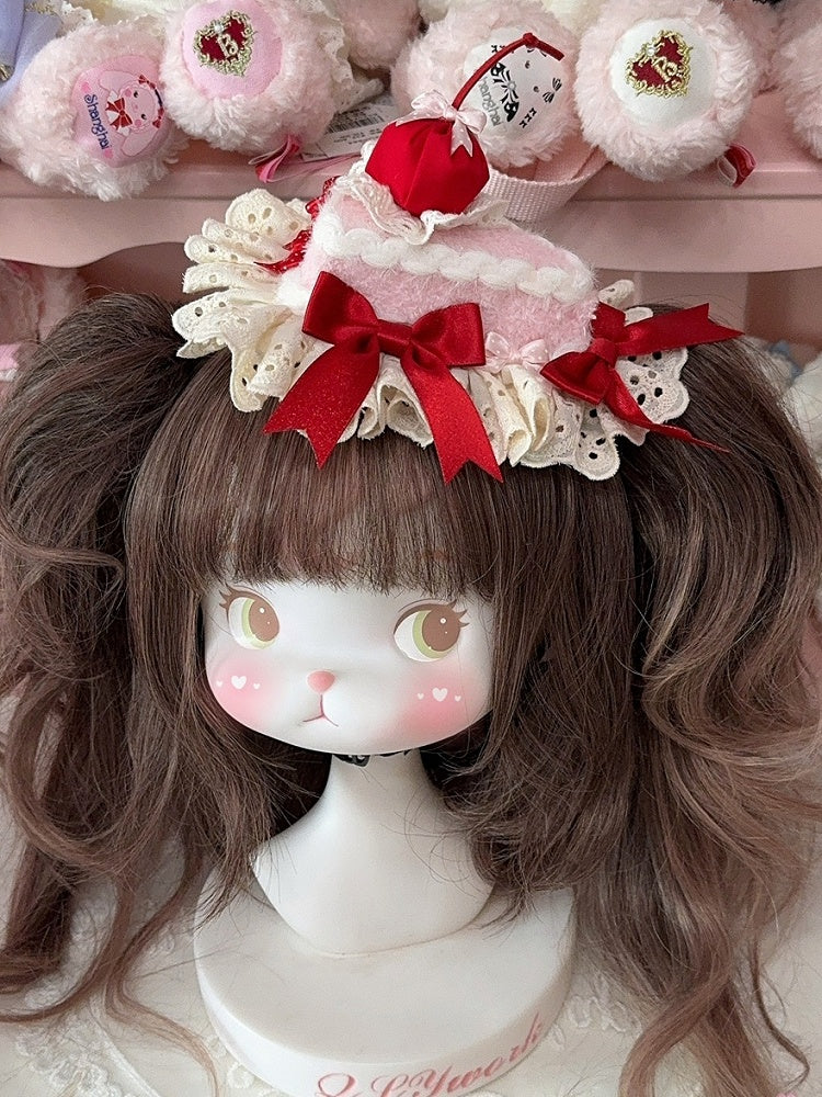 3 Color Options Lace Trim Bowknot Details Cherry Cake Mini Hat