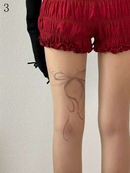 3 Options Nude Gyaru Fashion Bowknot/Butterfly Print Tights