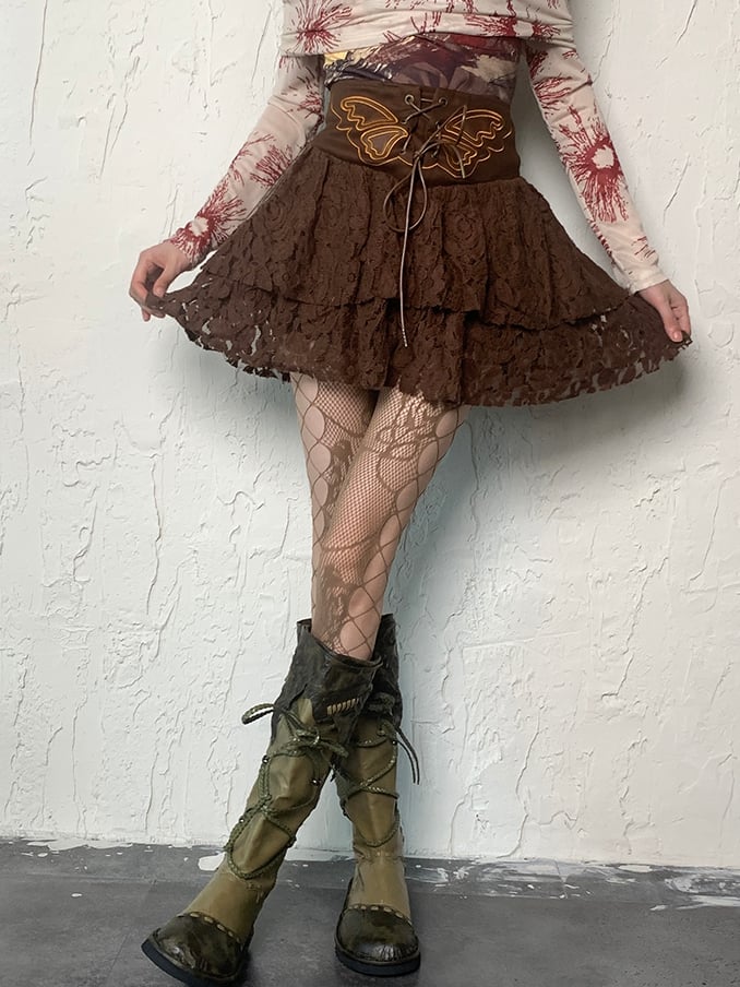 5 Color Options Wasteland Punk Cut-out Design Floral Pattern Tights