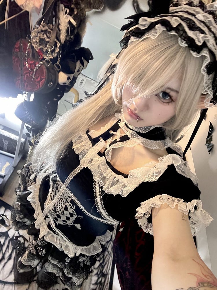 Lace Trim Angel Wings Emo Punk T-shirt