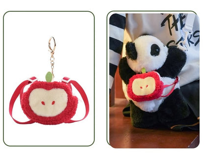 Cute Panda Plush Backpack/Crossbody Bag + Apple/Penguin Backpack Keychain